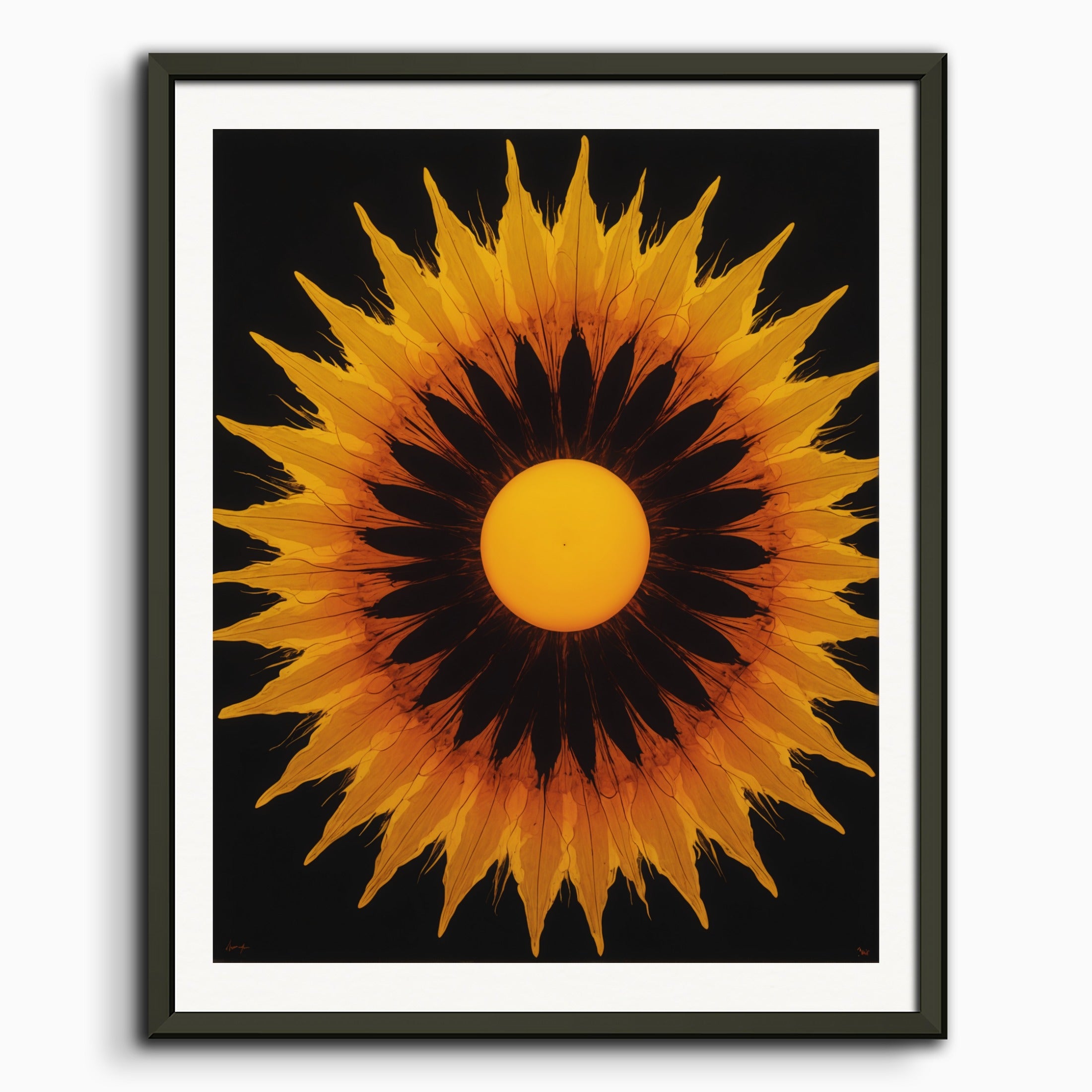 포스터: 지각 현상과 움직임 역학을 탐구하는 빛과 반복 구조에 중점을 둔 스타일, 태양