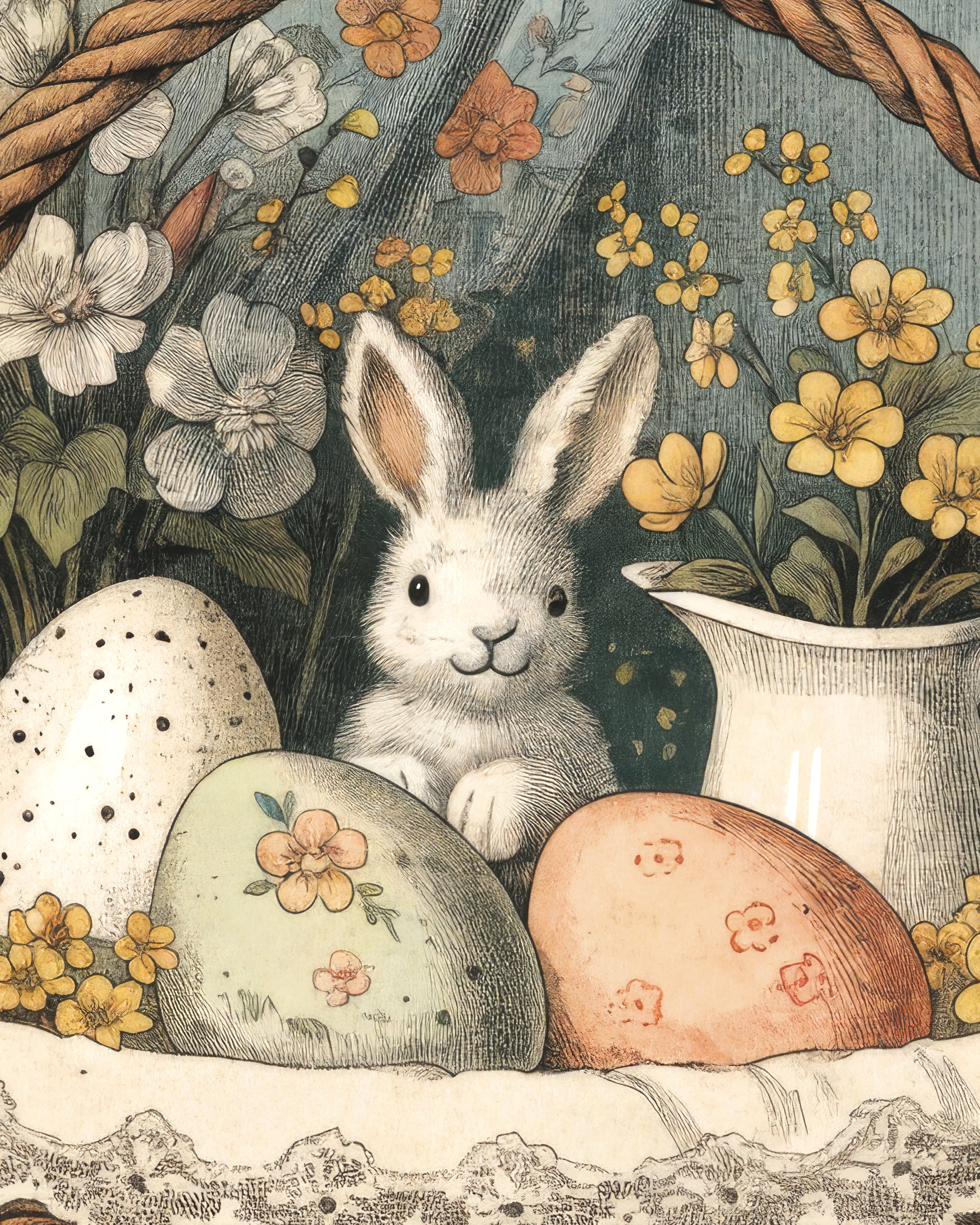 Happy Easter Basket Bunny 포스터