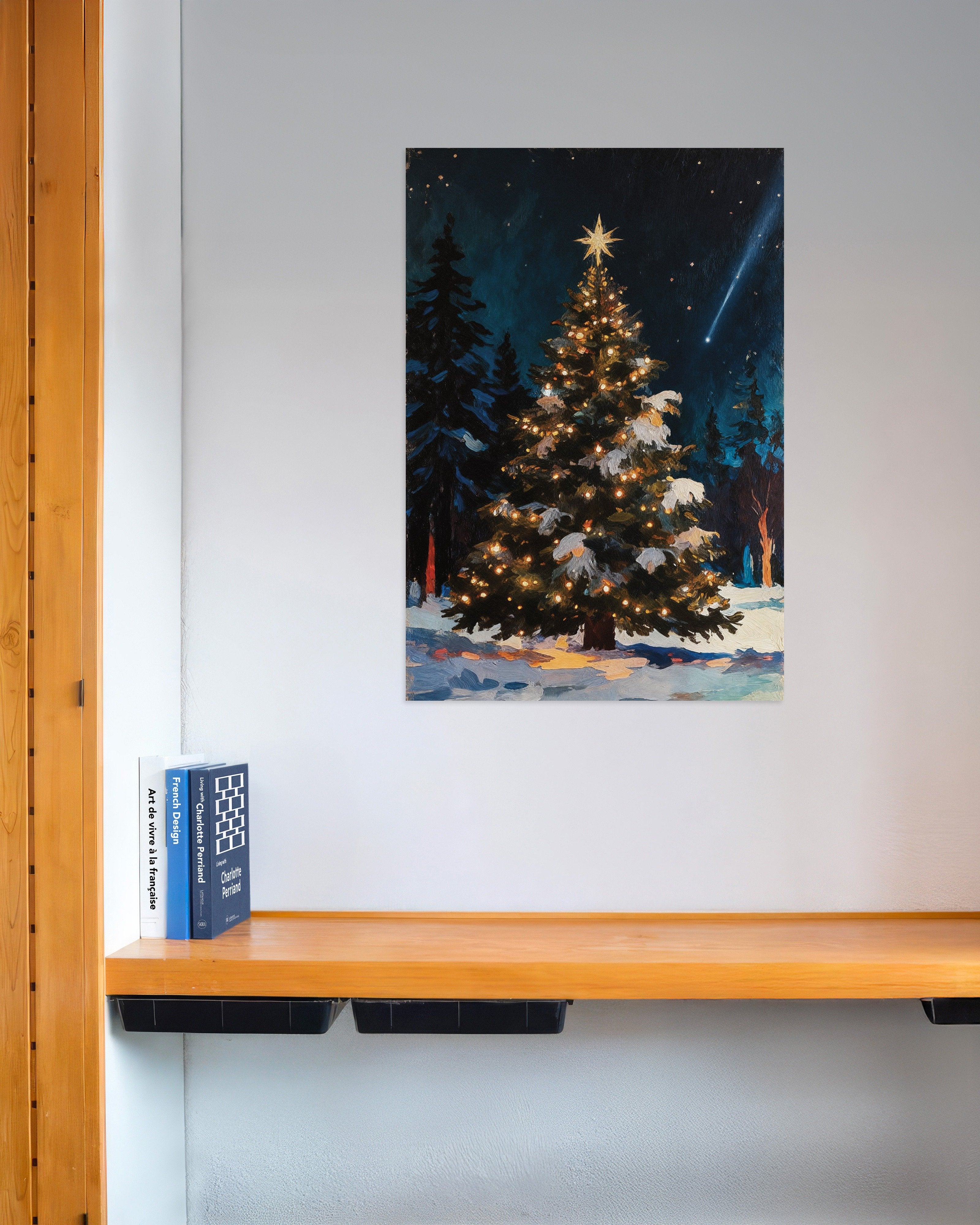 Poster of Christmas tree in the forest wall art print