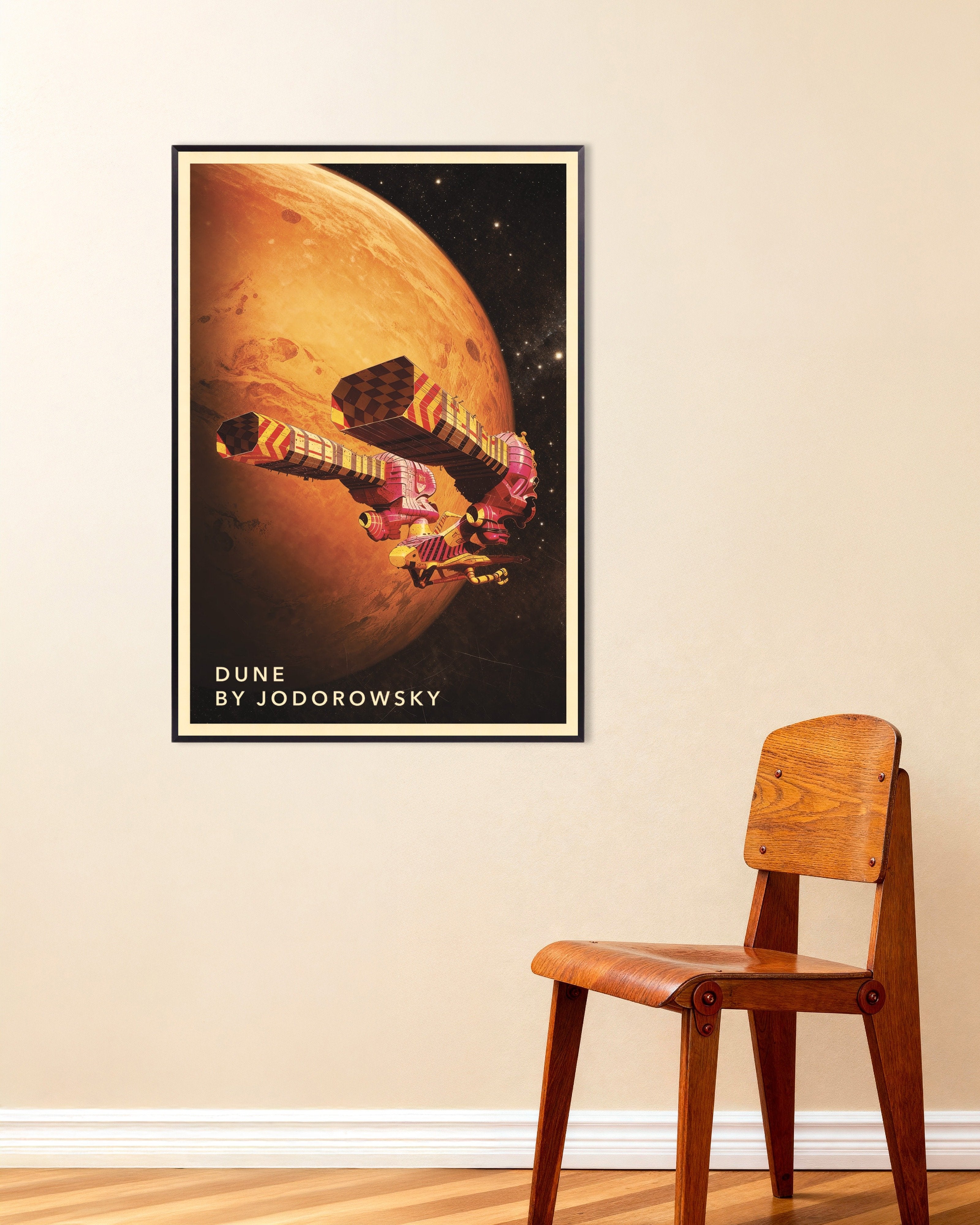 Poster of Dune by Jodorowsky (Fan-Art) Retro Sci-Fi Poster, with metal frame