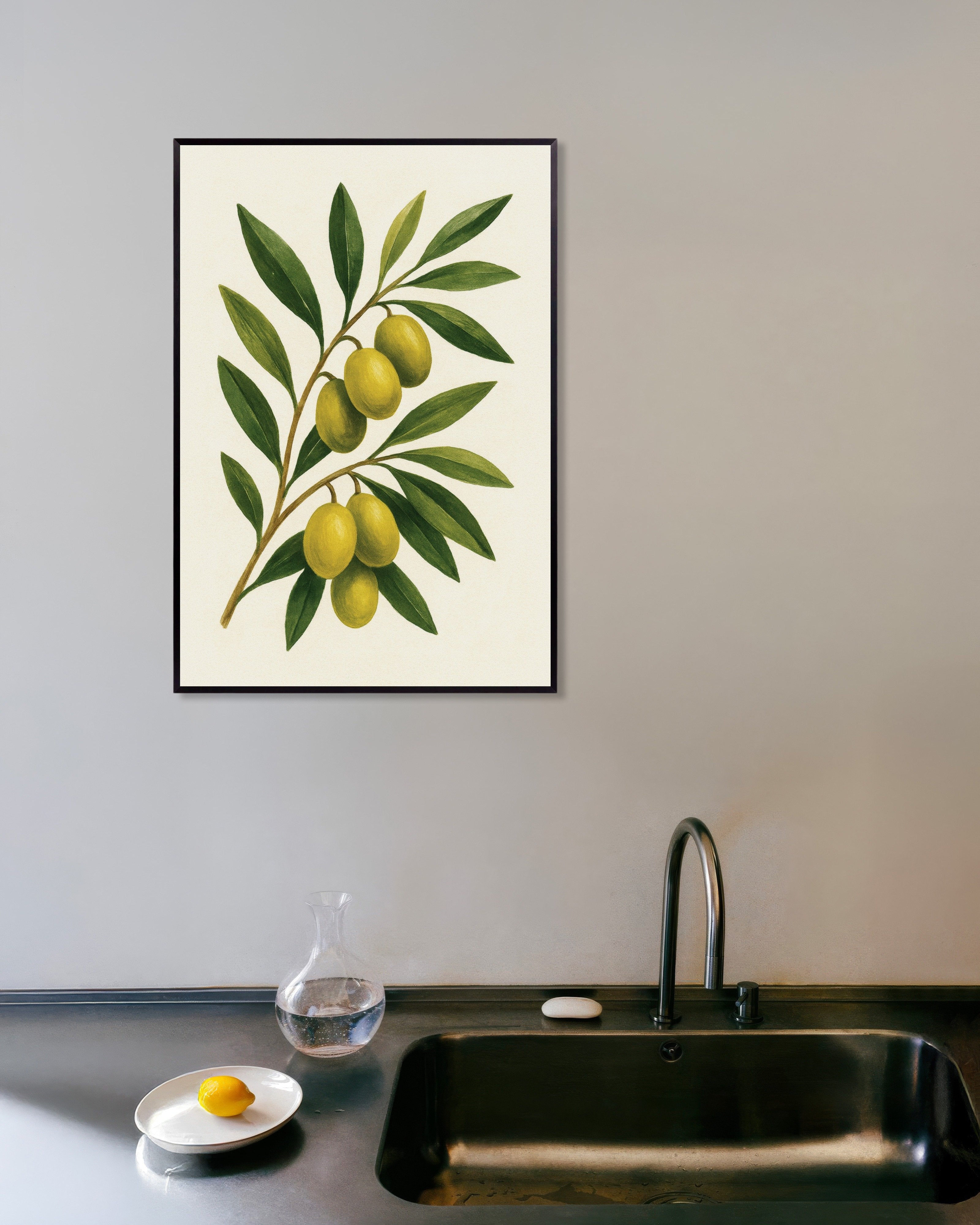 Poster of Olive branch wall art print, with metal frame