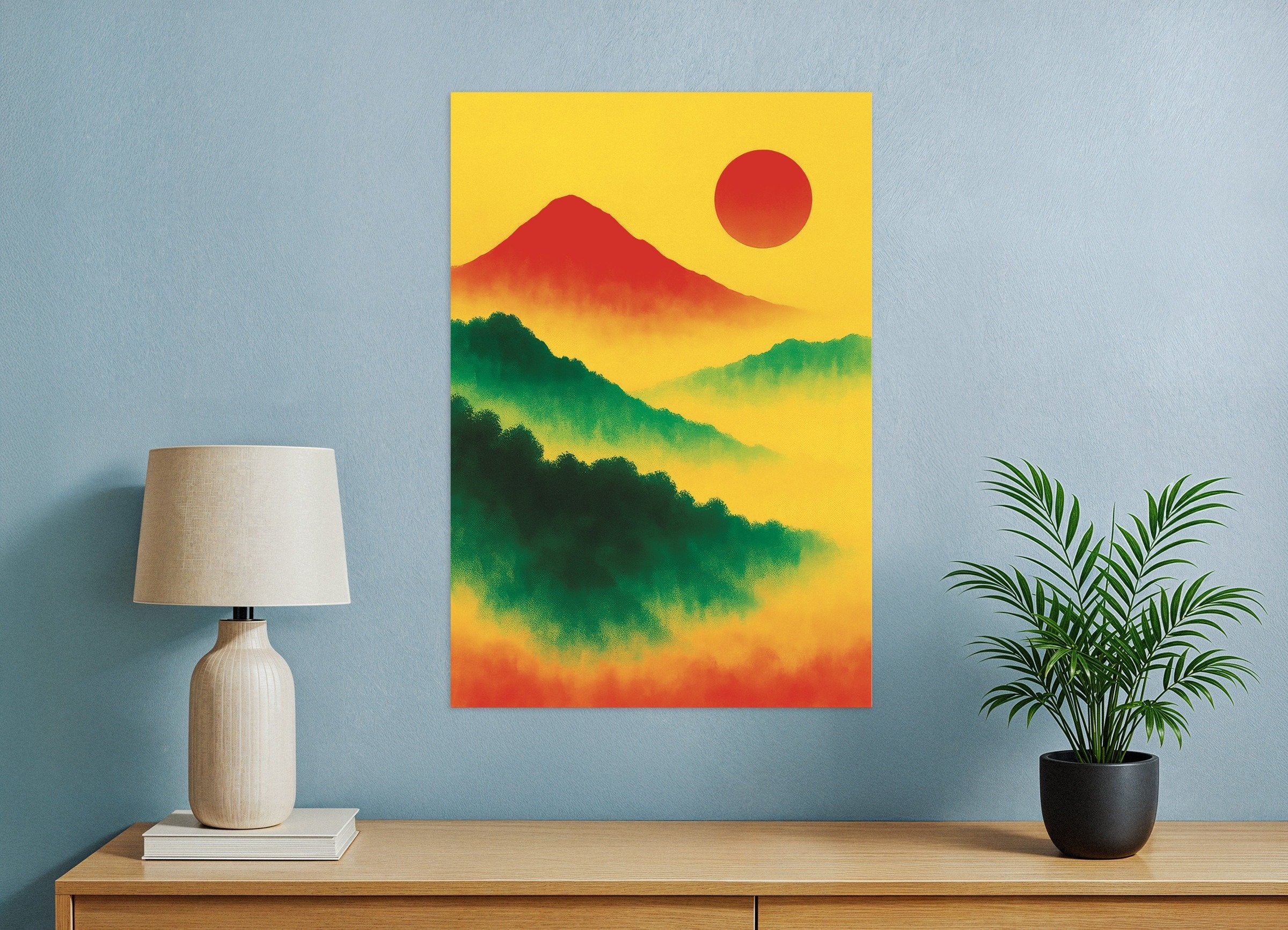 Poster of Red sun landscape art print
