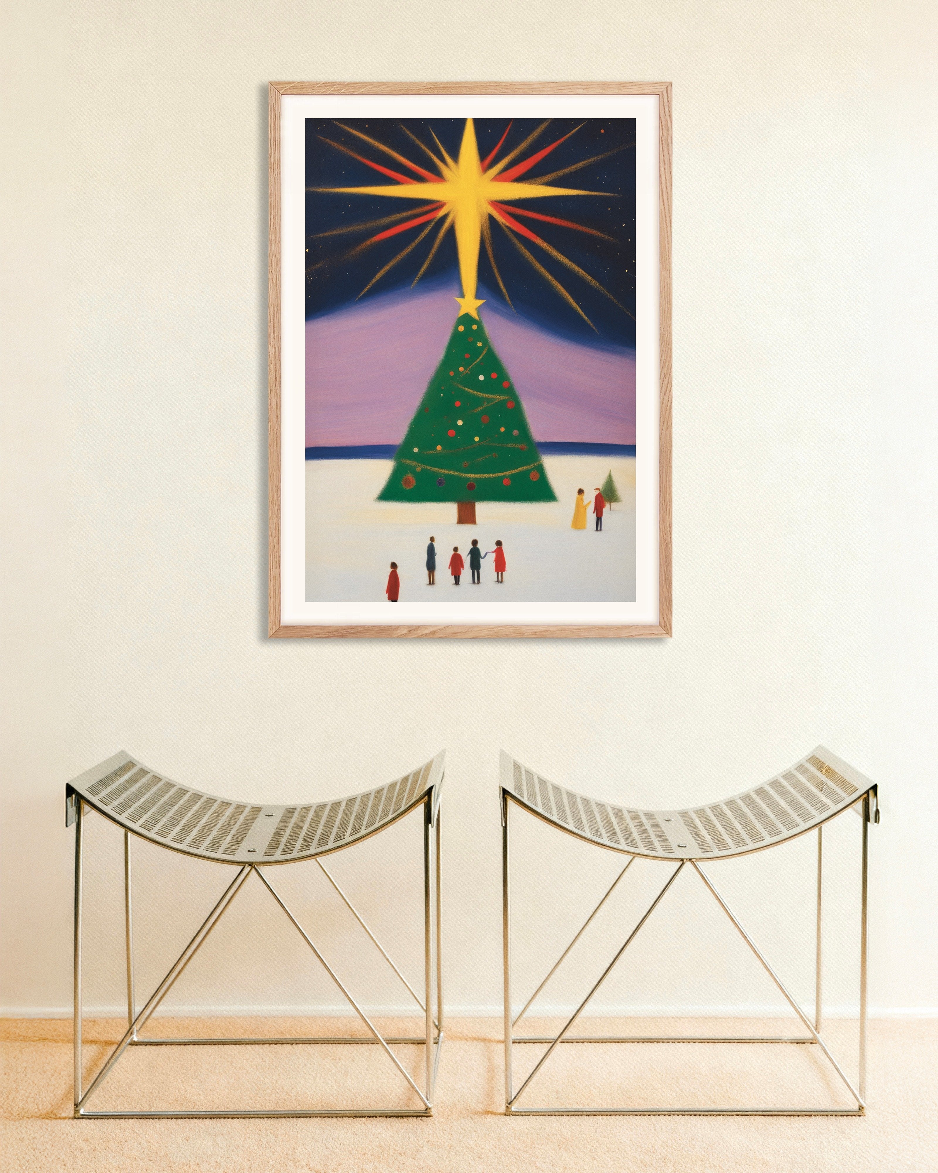 Poster of The great Christmas tree poster, with natural wooden frame