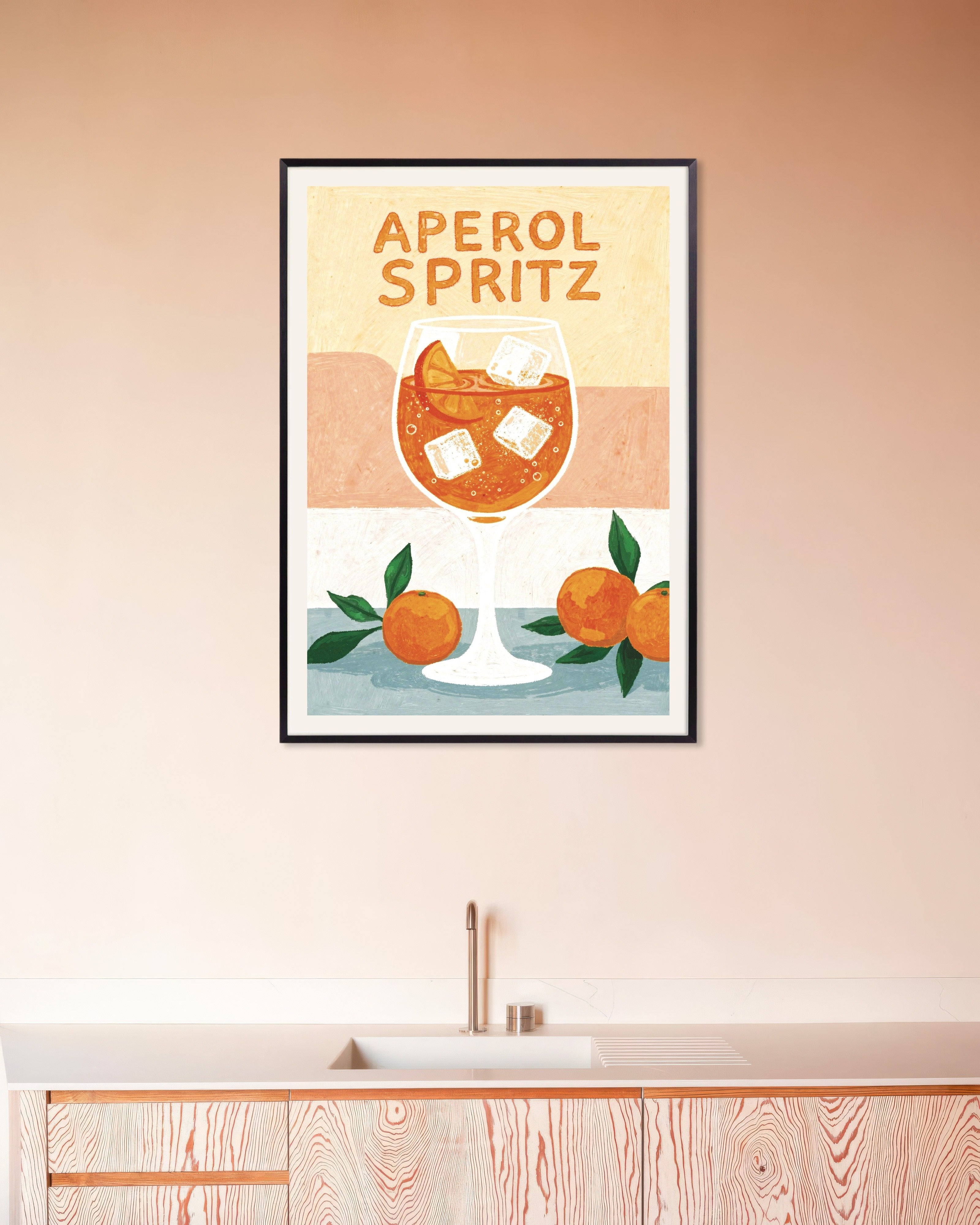 Poster of Aperol Spritz - Citrus Cocktail Poster, with metal frame