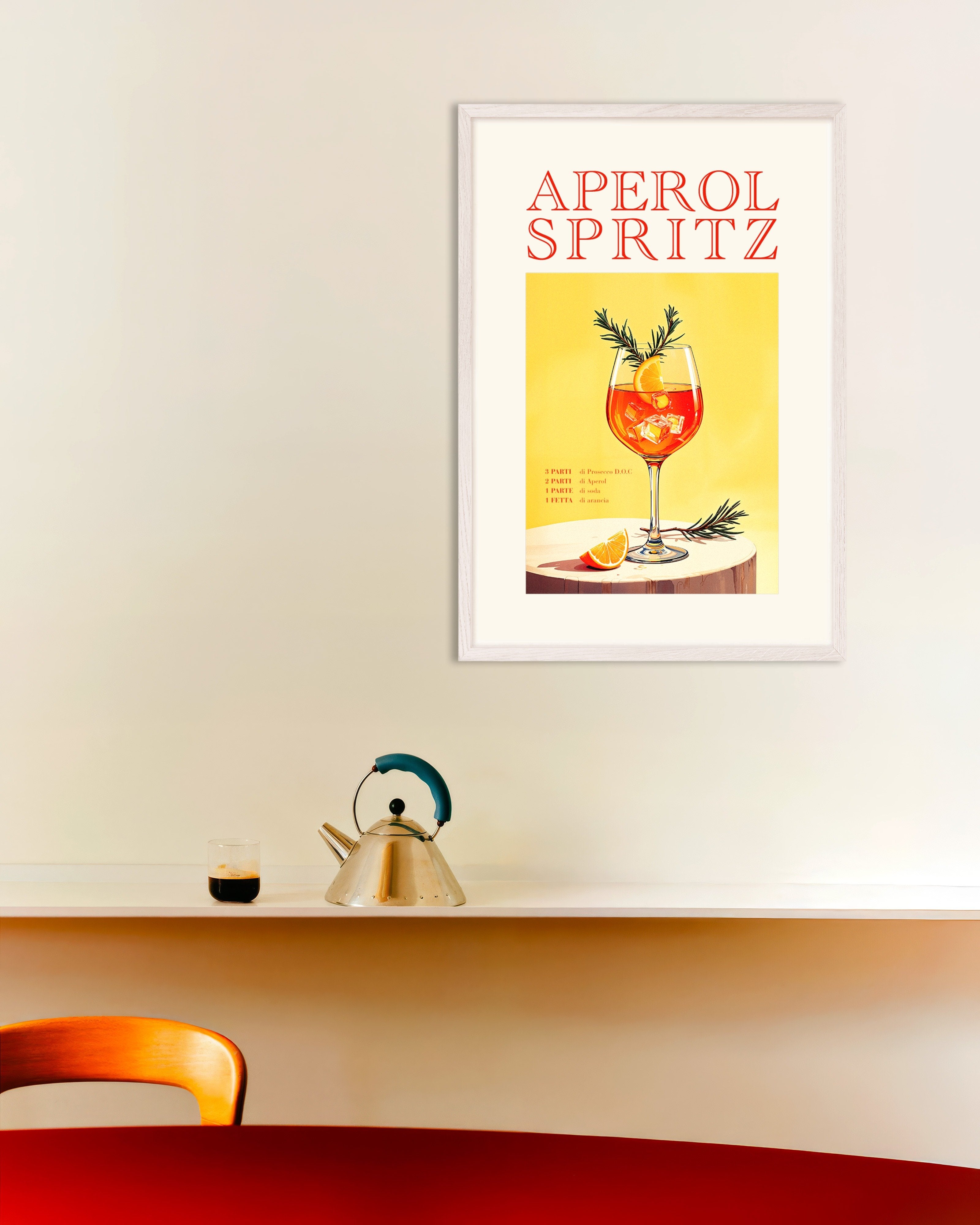 Poster of Aperol Spritz - Poster, with white wooden frame