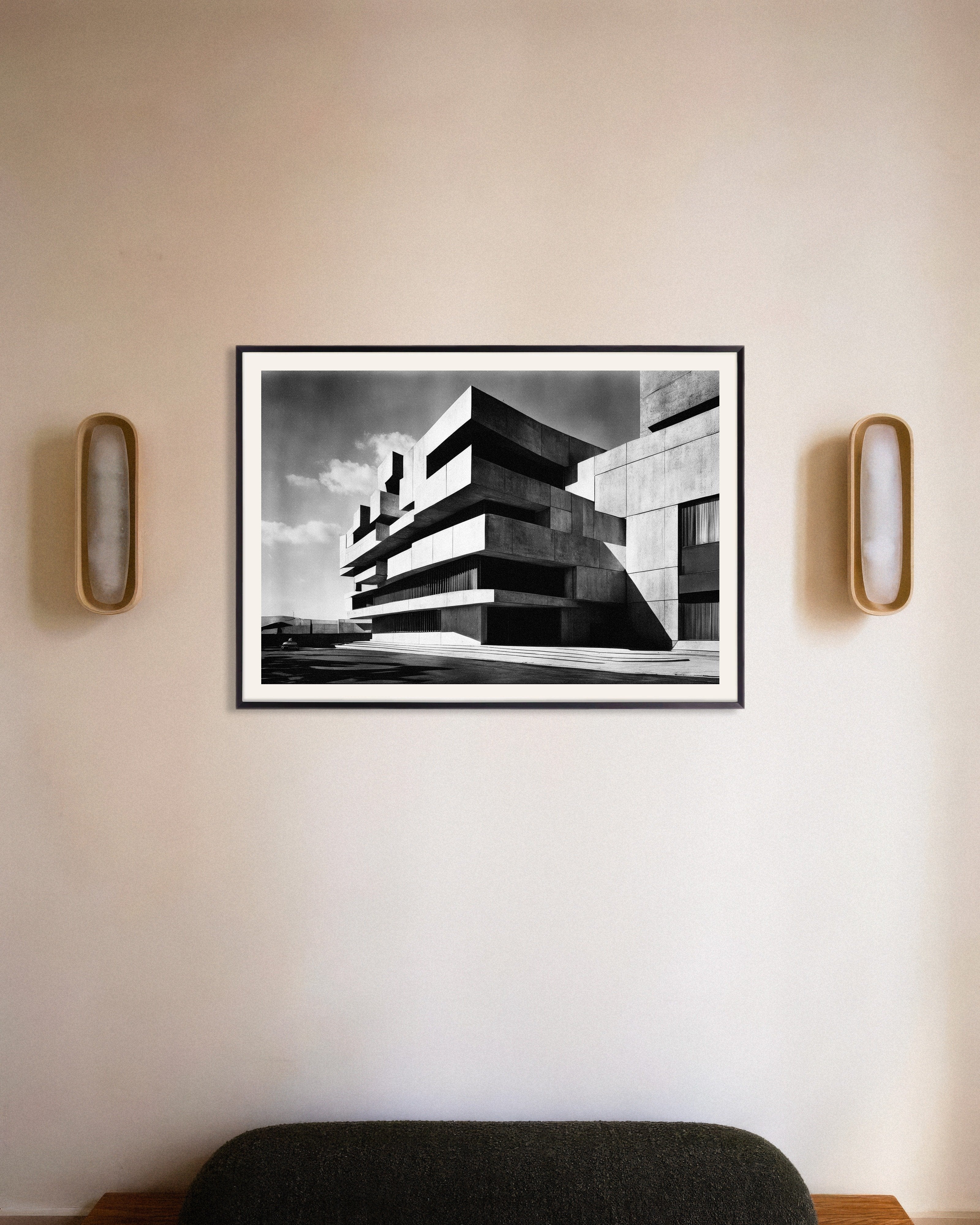 Poster of Brutalist architecture poster – Modern concrete design, with metal frame