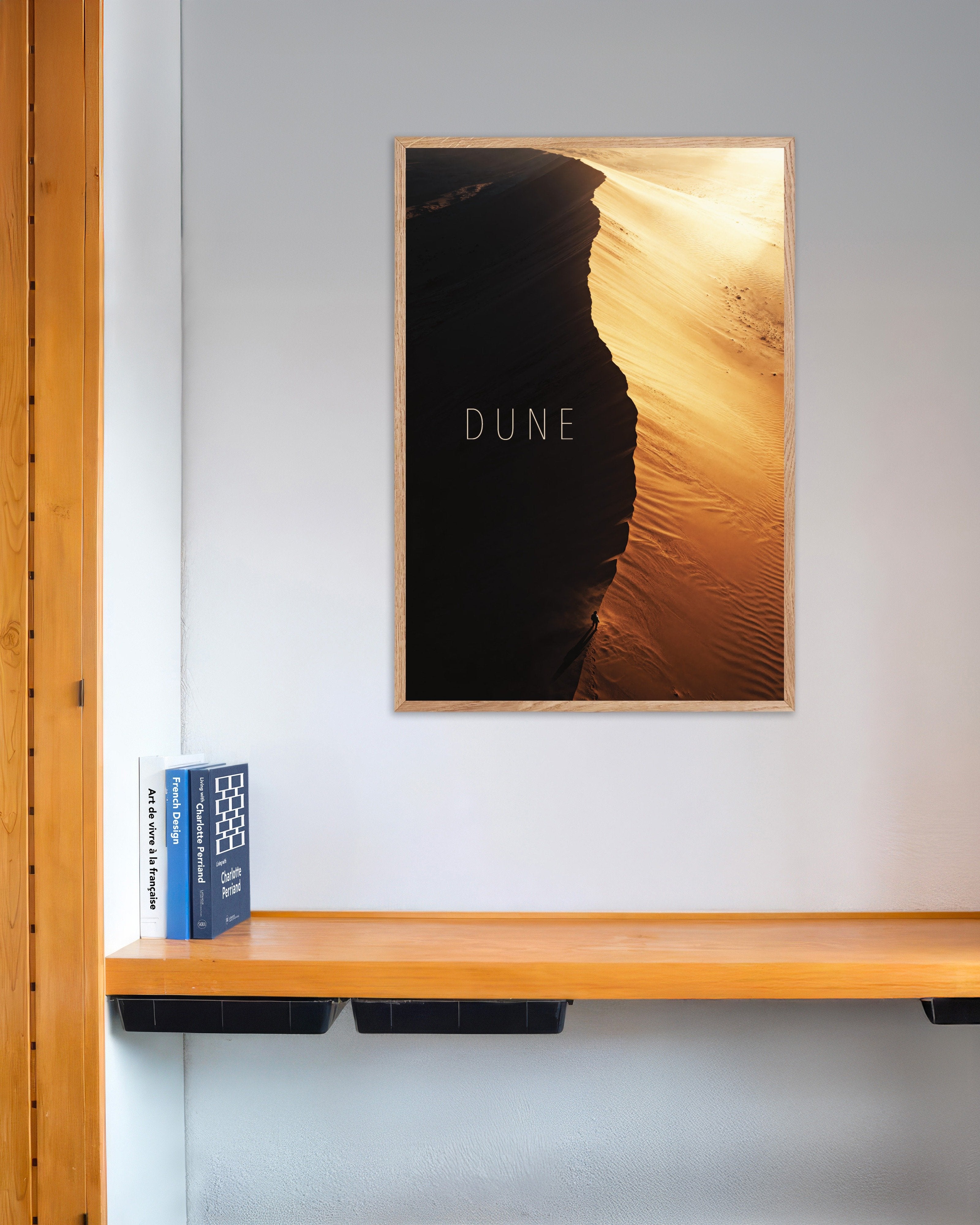 Poster of Dune Ridge Poster, Desert Horizon Art Print, with natural wooden frame