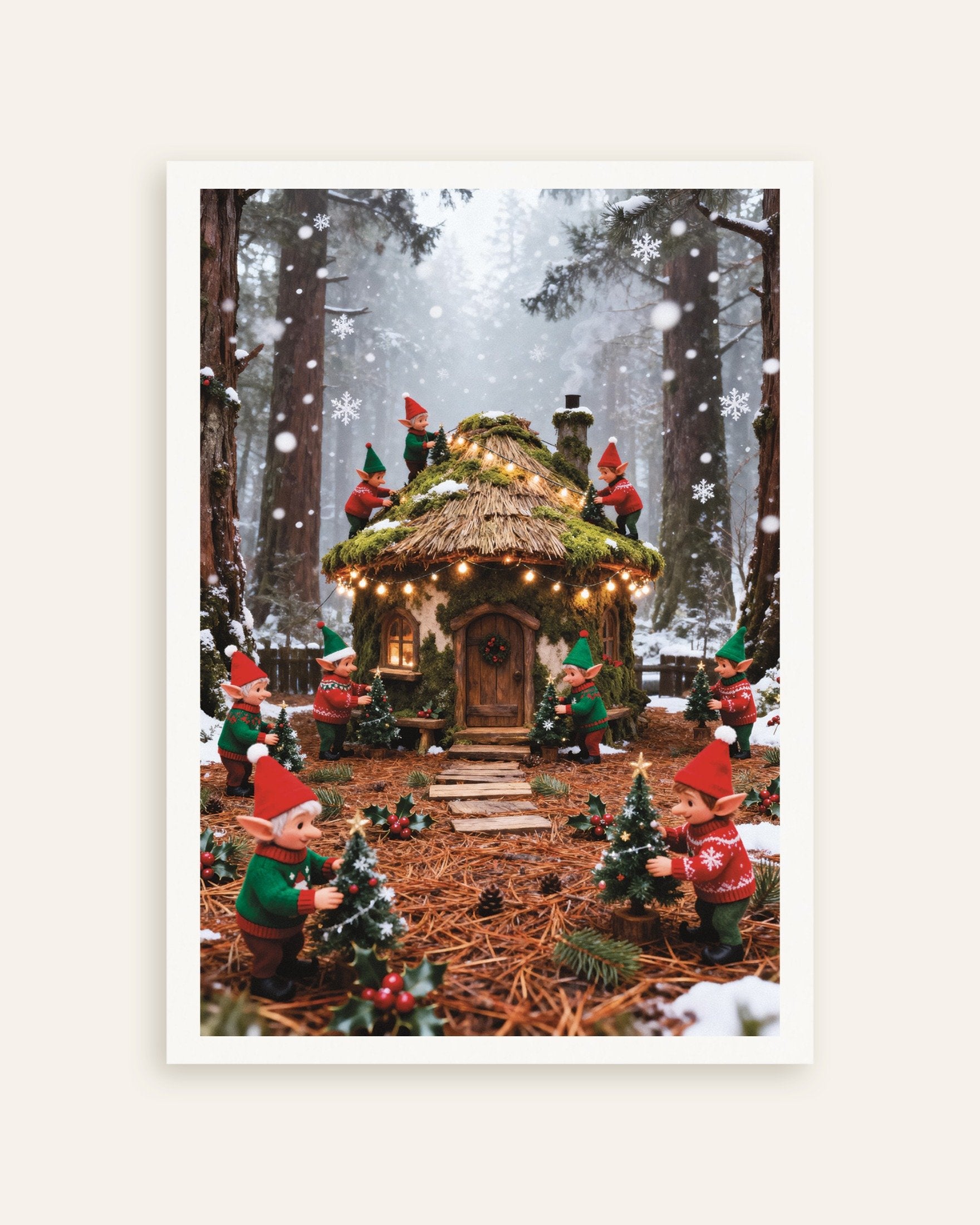 Poster of Elves decorating the enchanted forest house poster, thumbnail