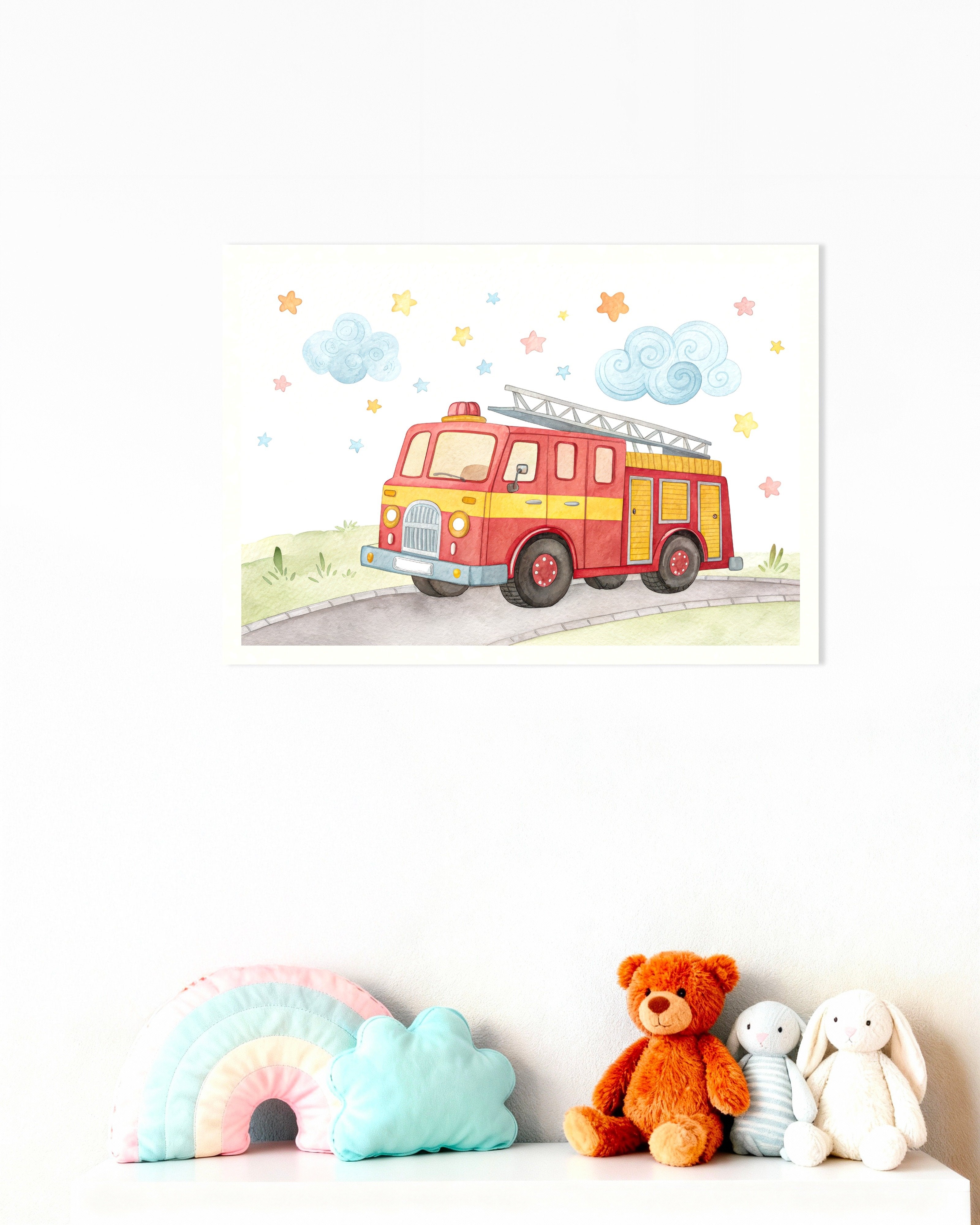 Poster of Fire Truck Poster - Boys Nursery Wall Art