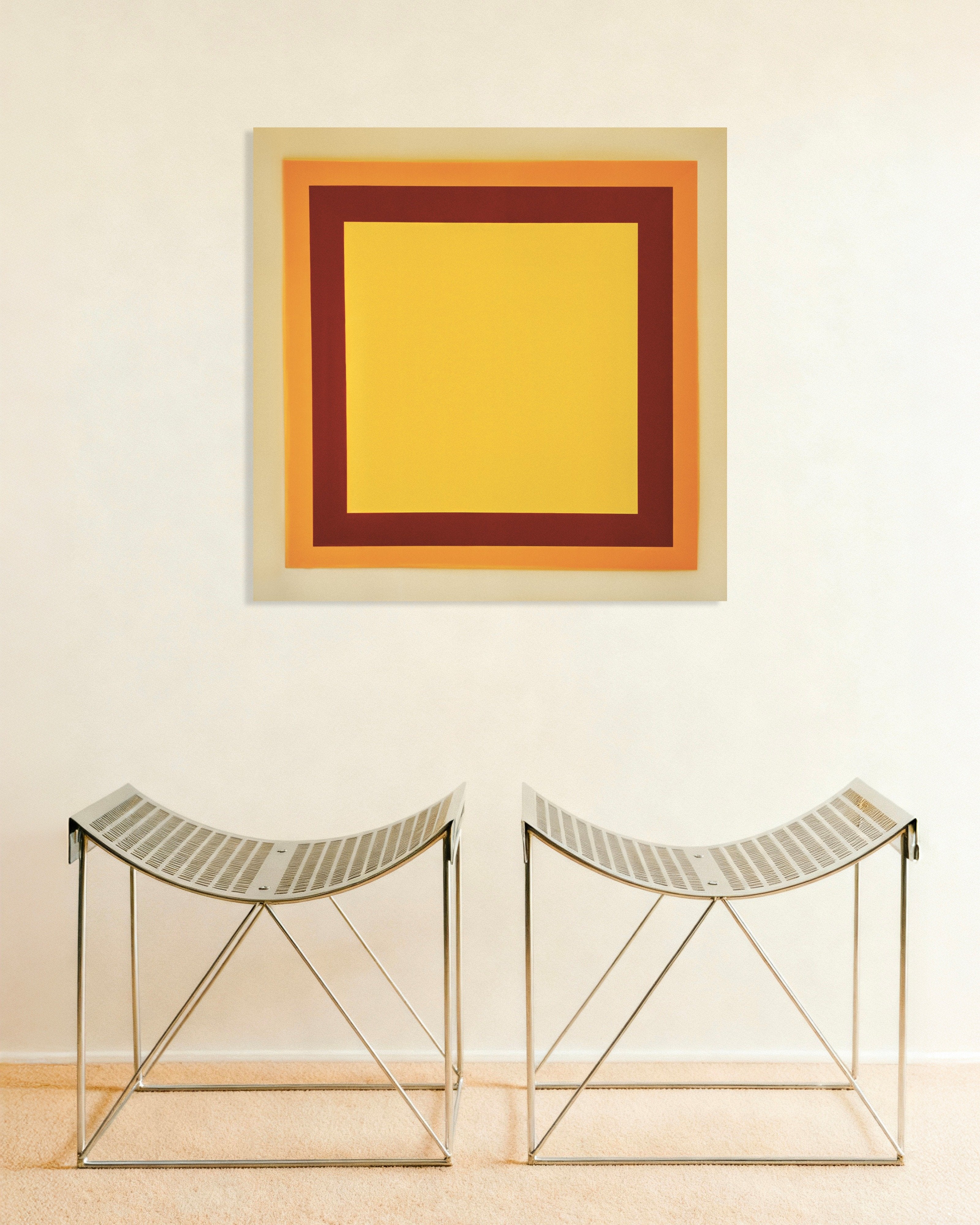 Poster of Geometric yellow and orange squares print