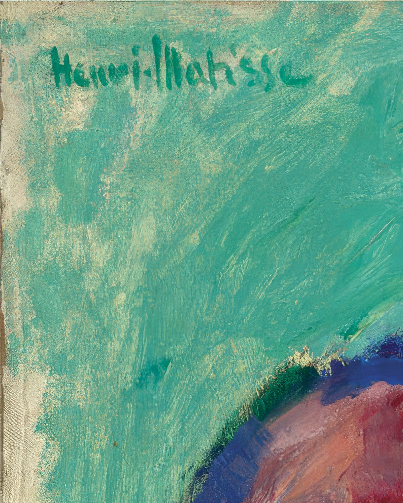 Artistic cover with 'Henri Matisse' text on a textured green and blue background