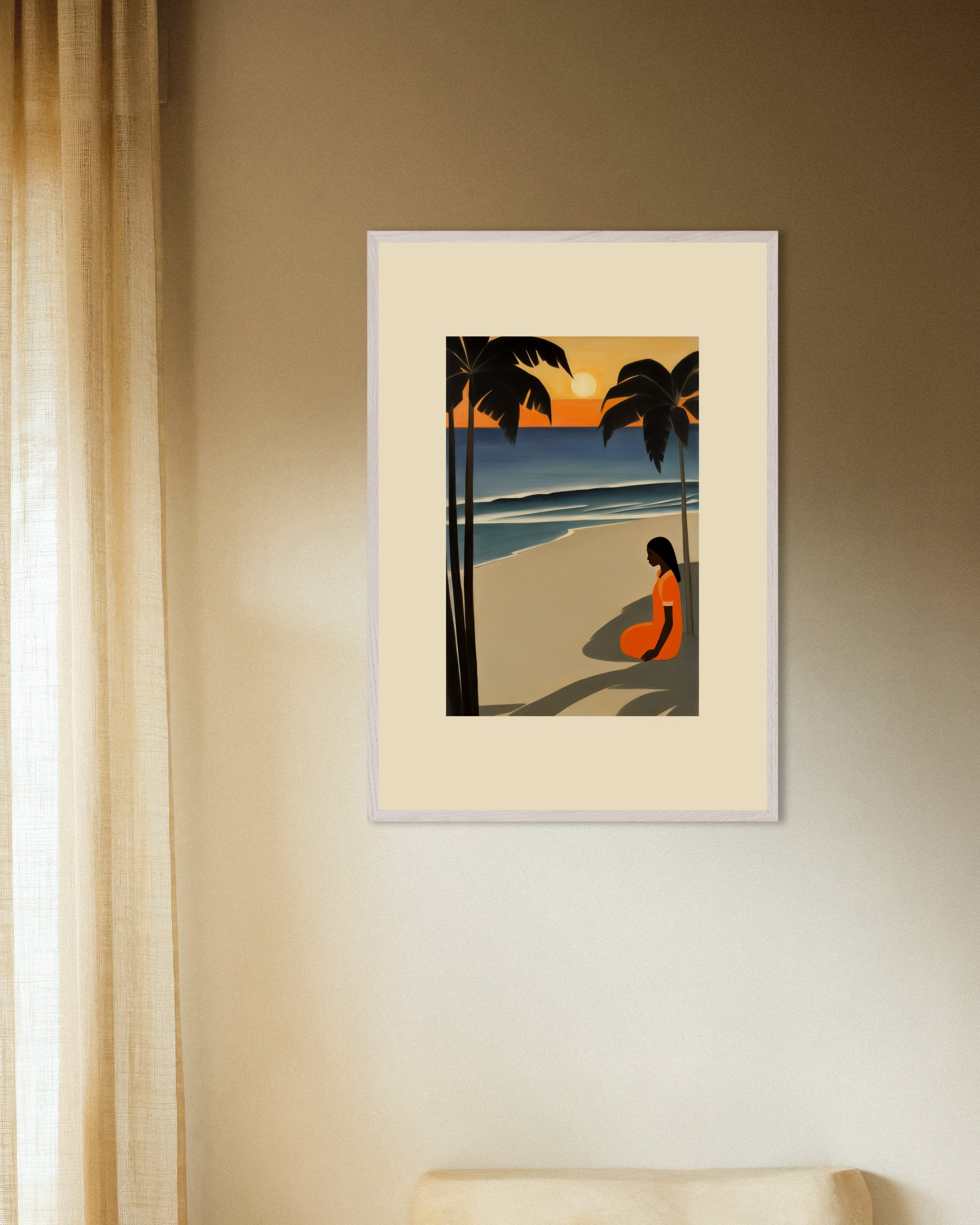 Poster of In the perfumed land caressed by the sun, Baudelaire, no text, with white wooden frame