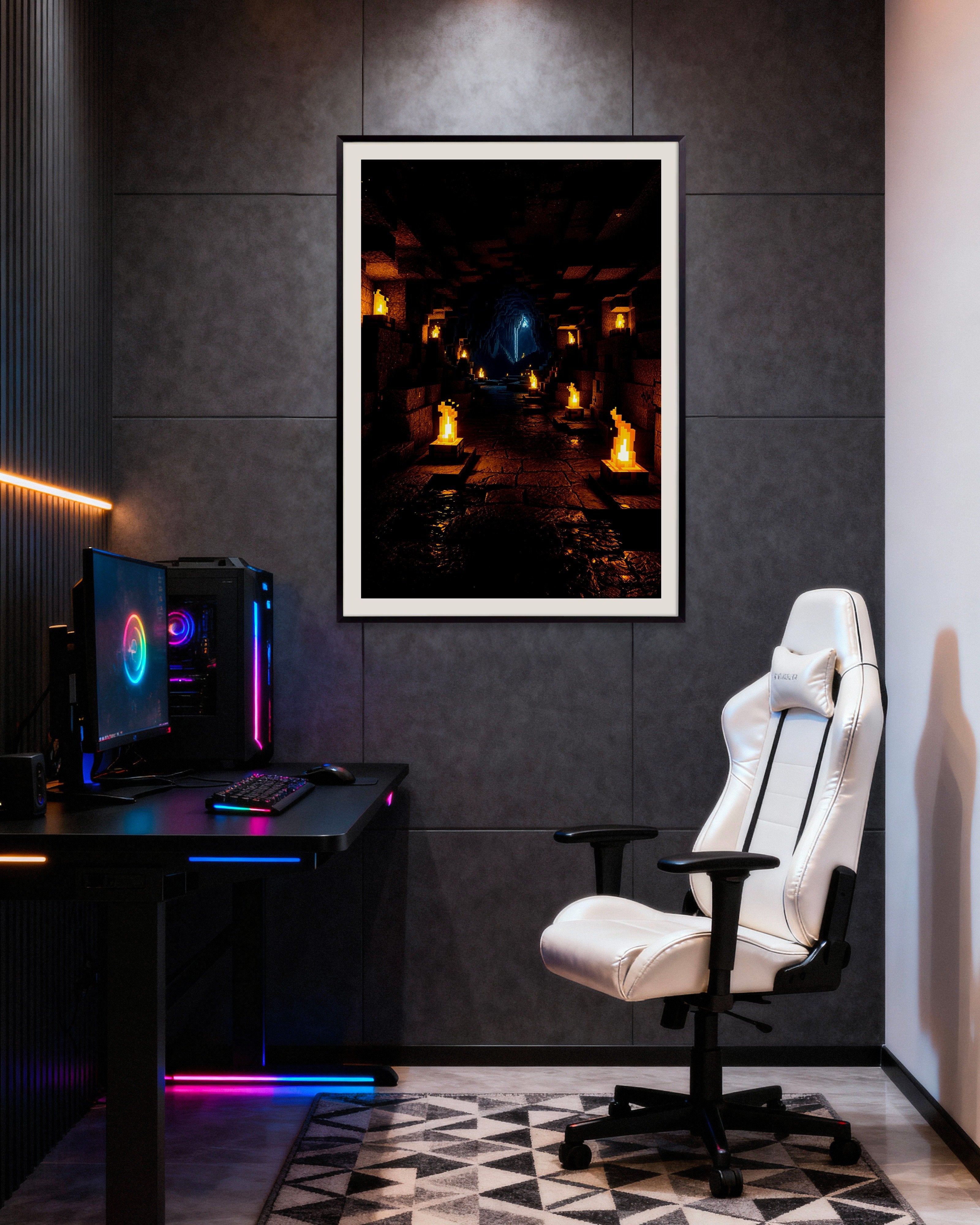 Poster of Minecraft, mysterious cave - Poster, with metal frame