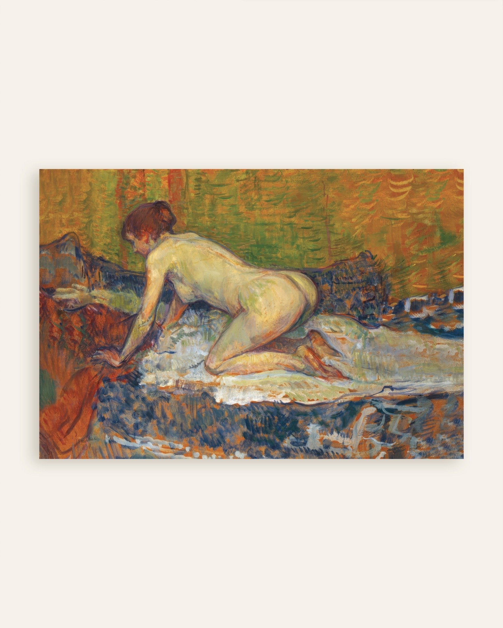 Poster of Red-Headed Nude Crouching by Henri de Toulouse-Lautrec, thumbnail
